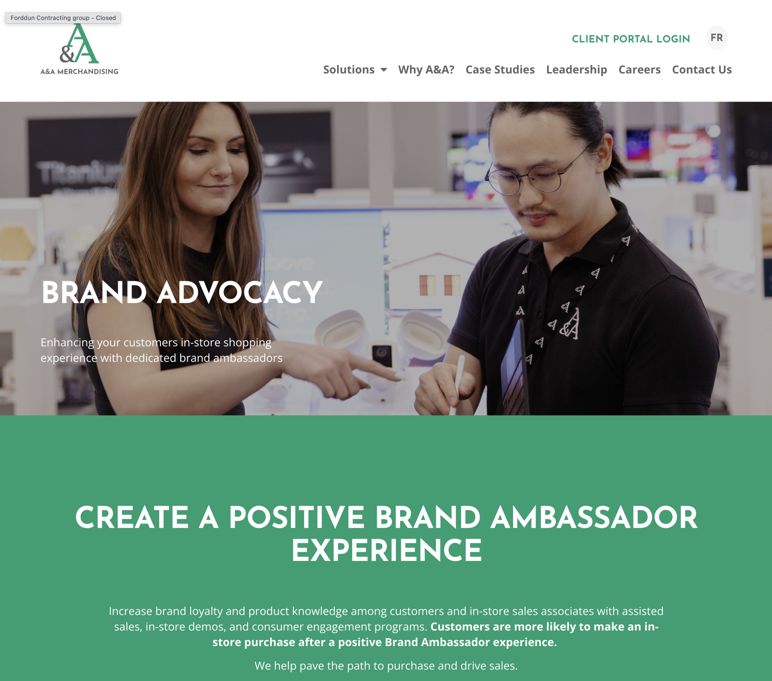 A&A Merchandising website