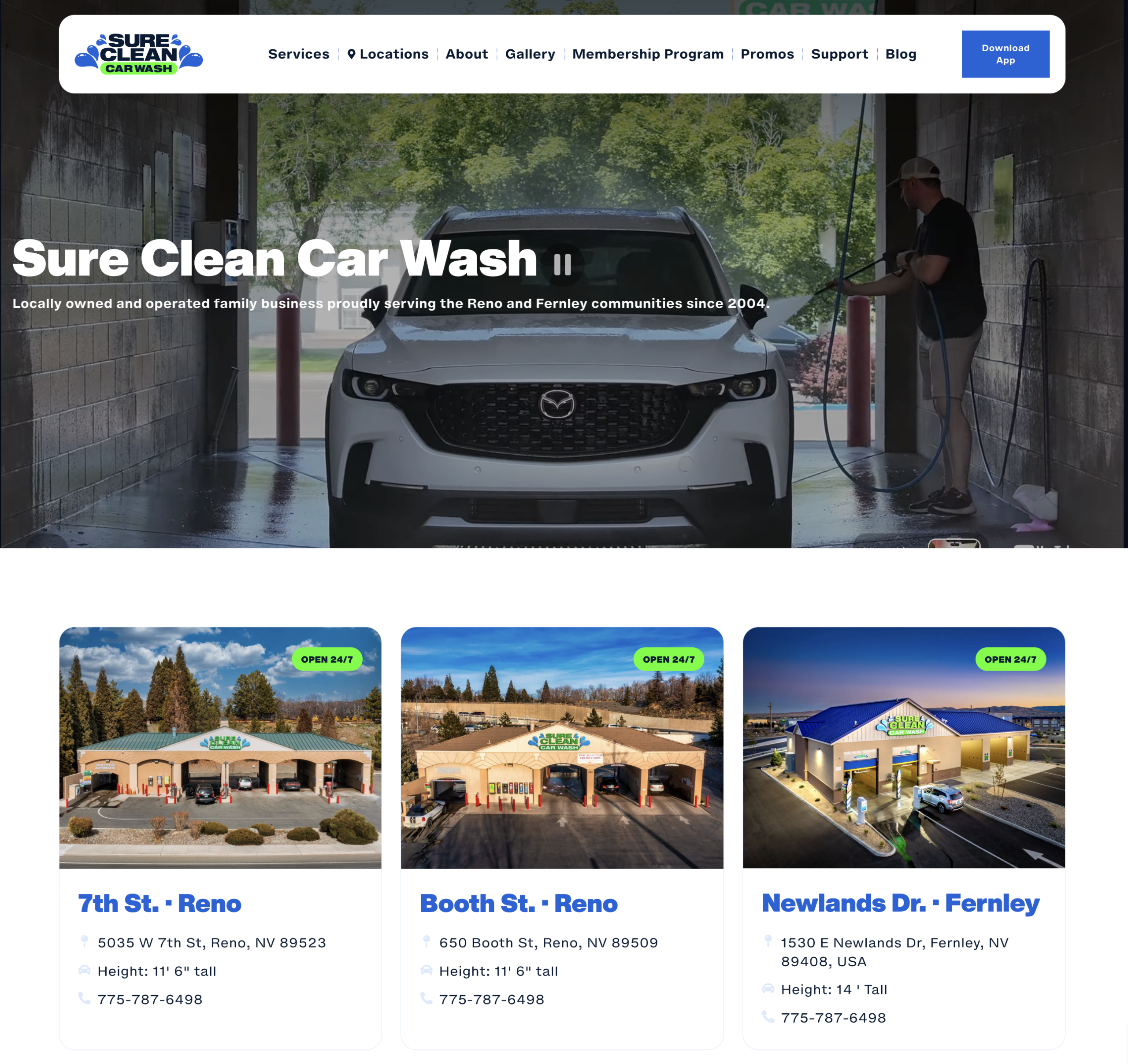 Sure Clean Car Wash website