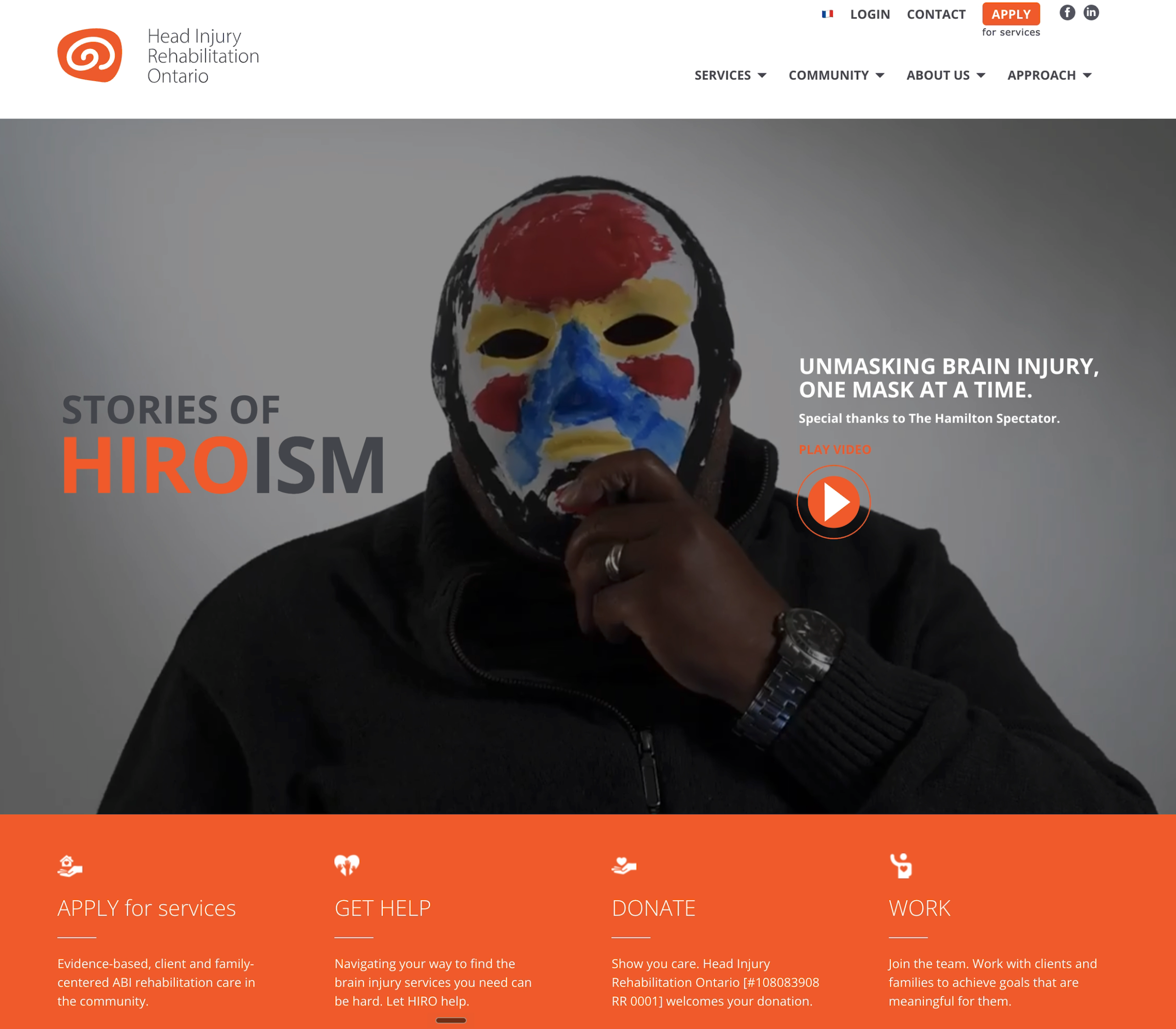 Head Injury Rehabilitation Ontario (hiro.ca) homepage
